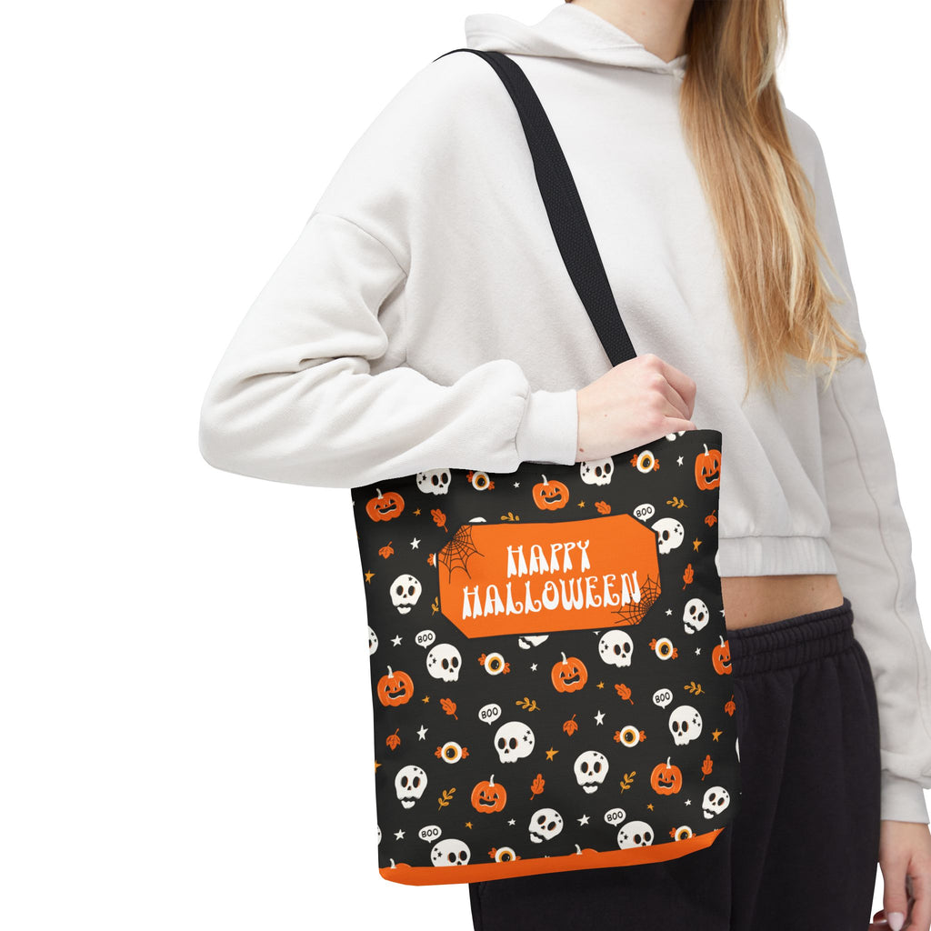 Halloween Pumpkin and Skulls Personalizable Trick-or-Treat Candy Bag