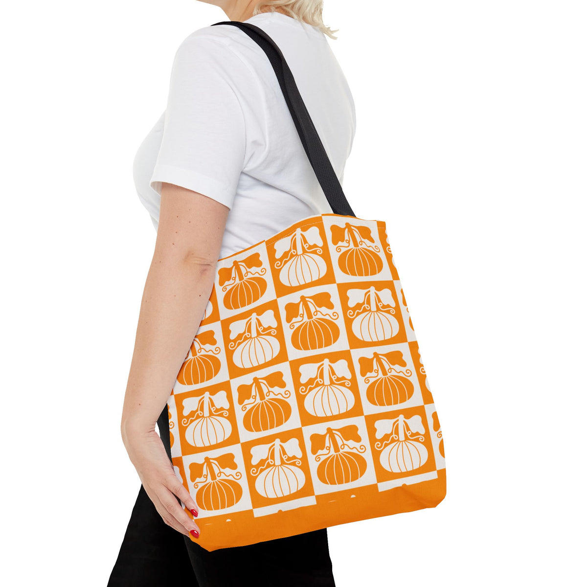Pumpkin Patch Tote Bag - Autumn Harvest Checkerboard Carryall
