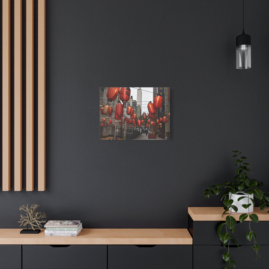 Urban Streetscape Canvas Wrap- Red Lanterns Gallery Wrap