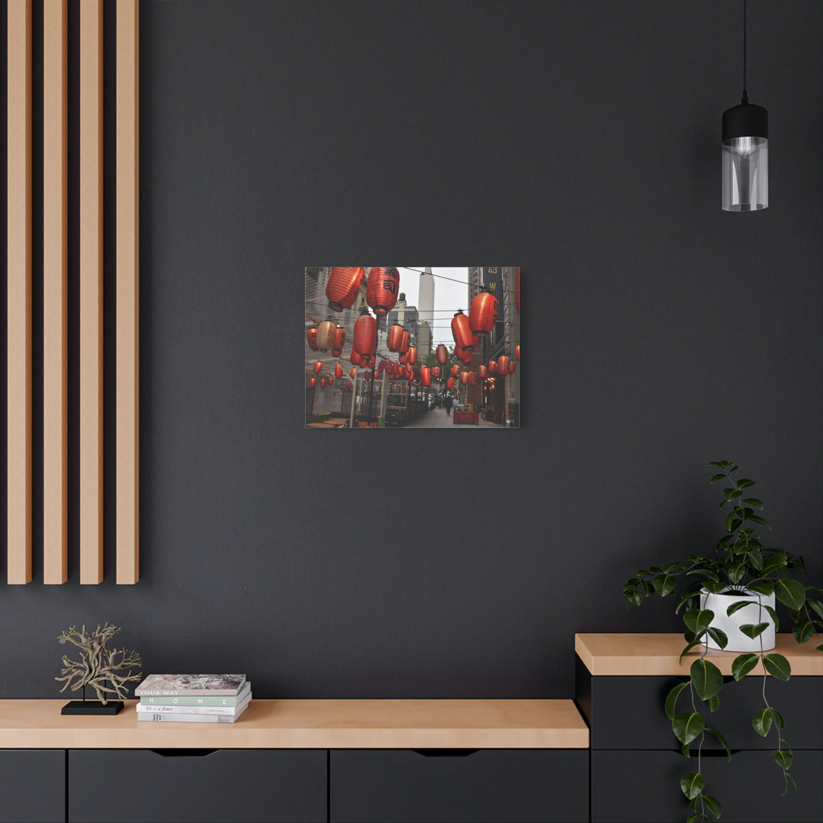 Urban Streetscape Canvas Wrap- Red Lanterns Gallery Wrap
