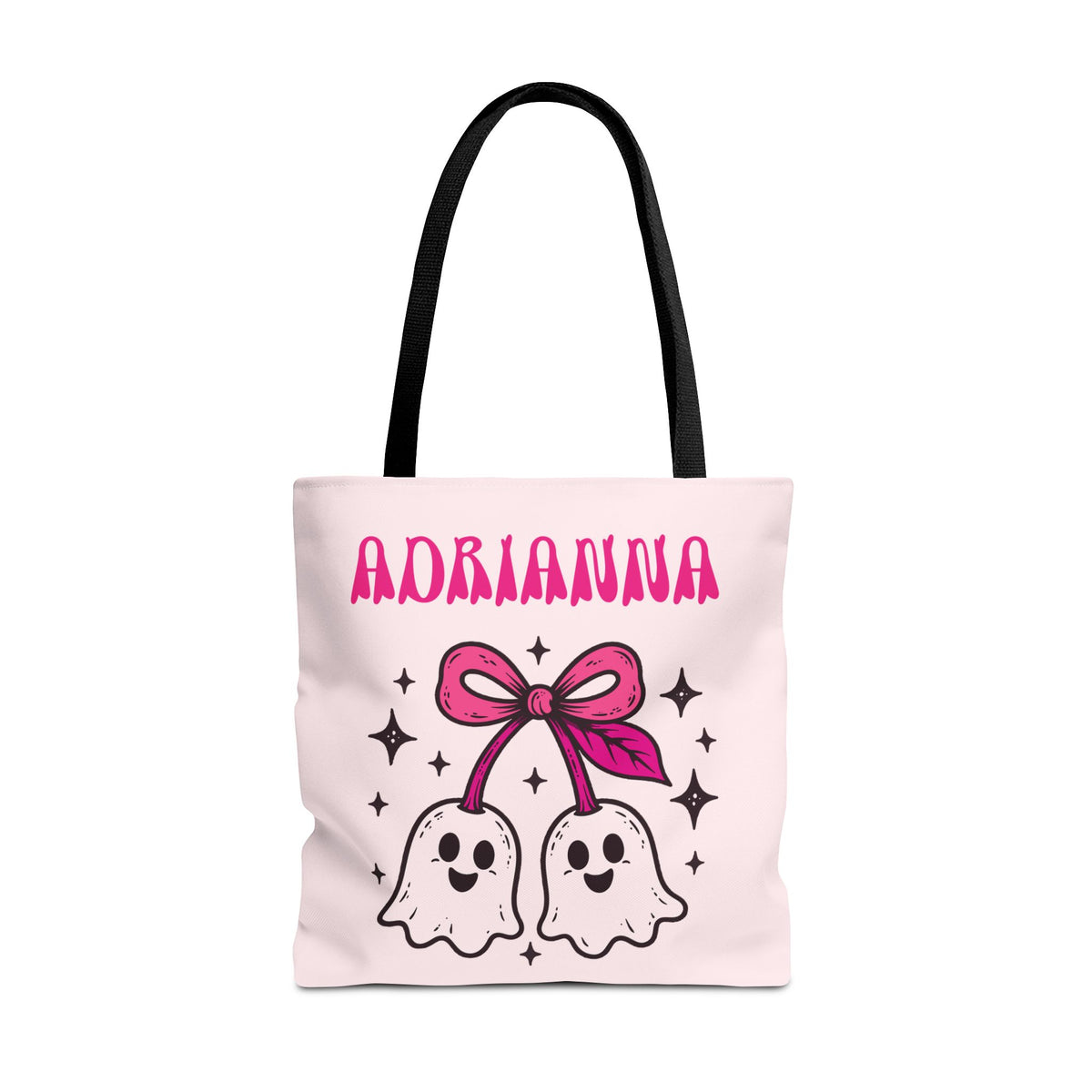 Pink Cute Ghost Cherries Tote Bag - "Spooky and a Cutie" Personalized Halloween Tote
