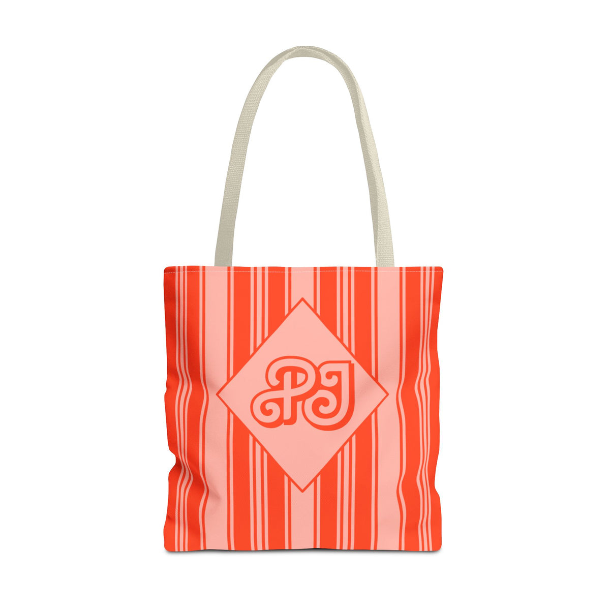 Personalizable Striped Vermillion Tote Bag – Vibrant Vertical Stripe Beach and Market Tote