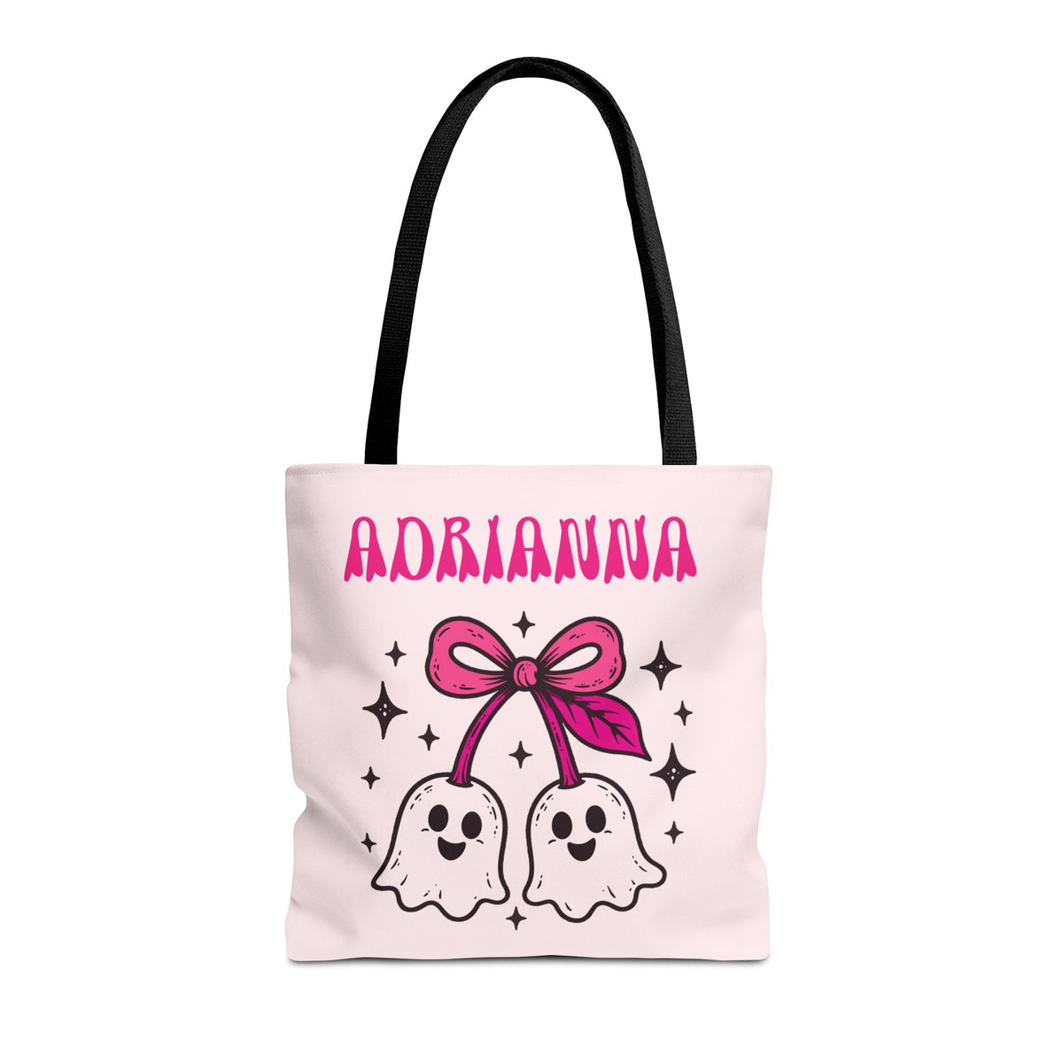 Pink Cute Ghost Cherries Tote Bag - "Spooky and a Cutie" Personalized Halloween Tote