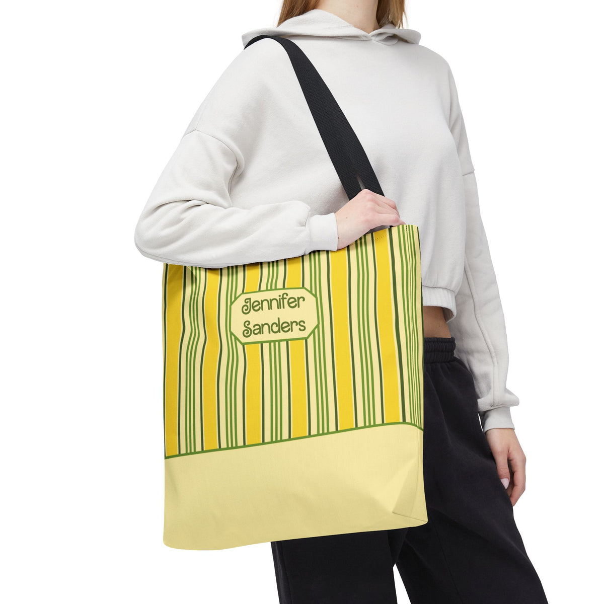 Personalizable Yellow and Green Striped Tote – Bright Summer Market Bag