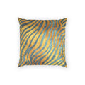 Zebra Velvet Pillow - Gold and Teal Striped Throw Pillow