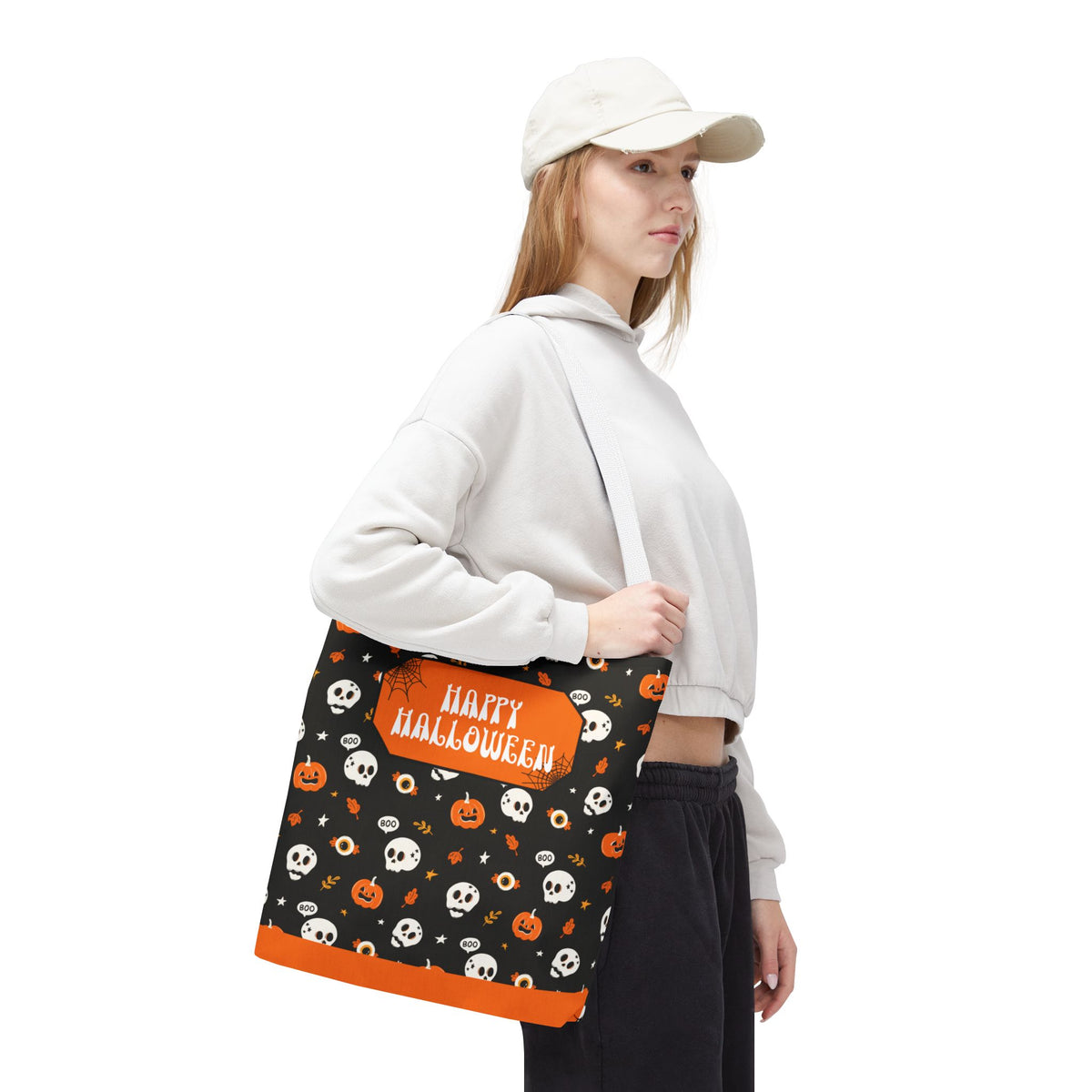 Halloween Pumpkin and Skulls Personalizable Trick-or-Treat Candy Bag
