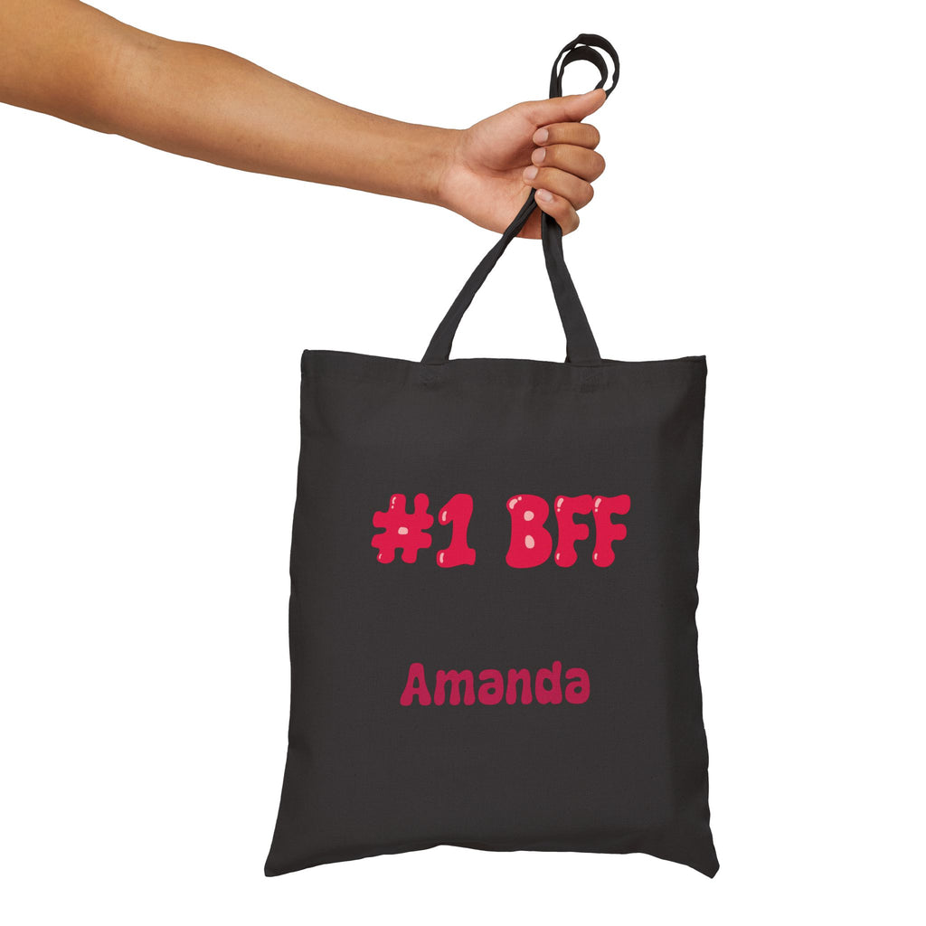 Best Friend Tote Bag - Personalizable Strawberry Milk Pink Bestie Canvas Tote