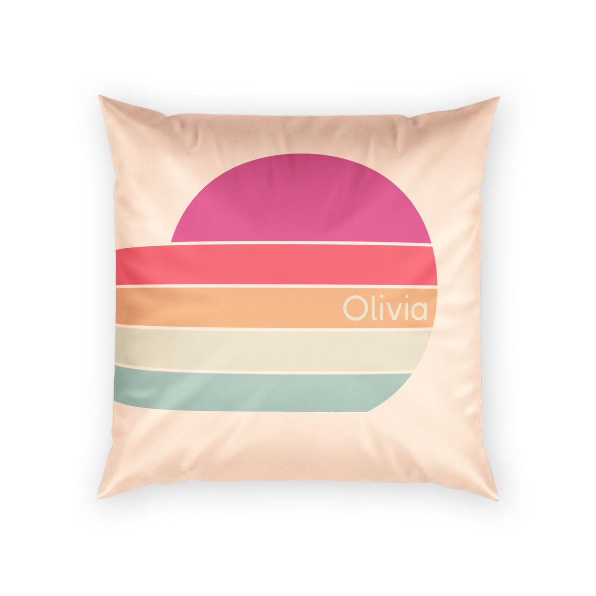 Personalizable  Retro Velvet Throw Pillow - Magenta Sunrise Decorative Pillow