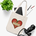 Organic Cotton Best Friend Tote - Retro Love Bestie Heart Bag