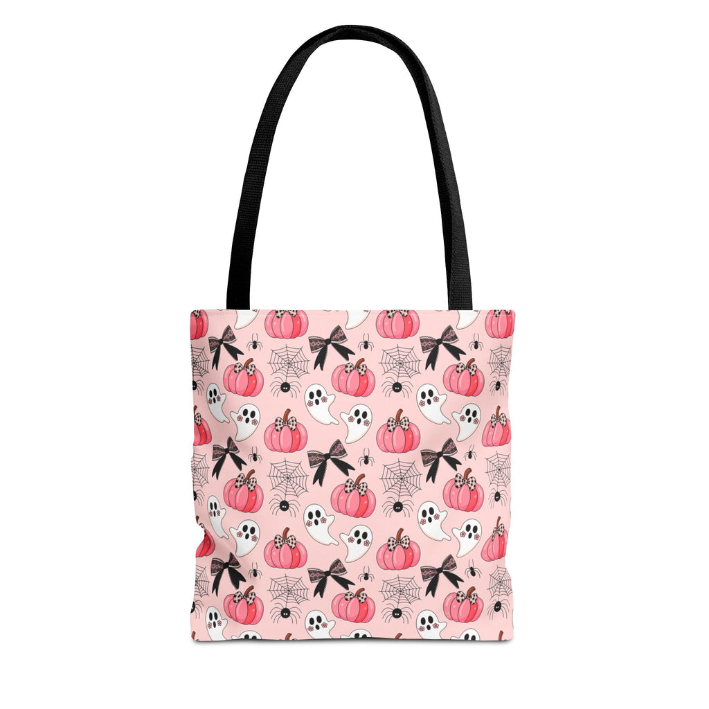 Coquette Pumpkin Halloween Tote Bag - Cute Ghosts and Bows Carryall