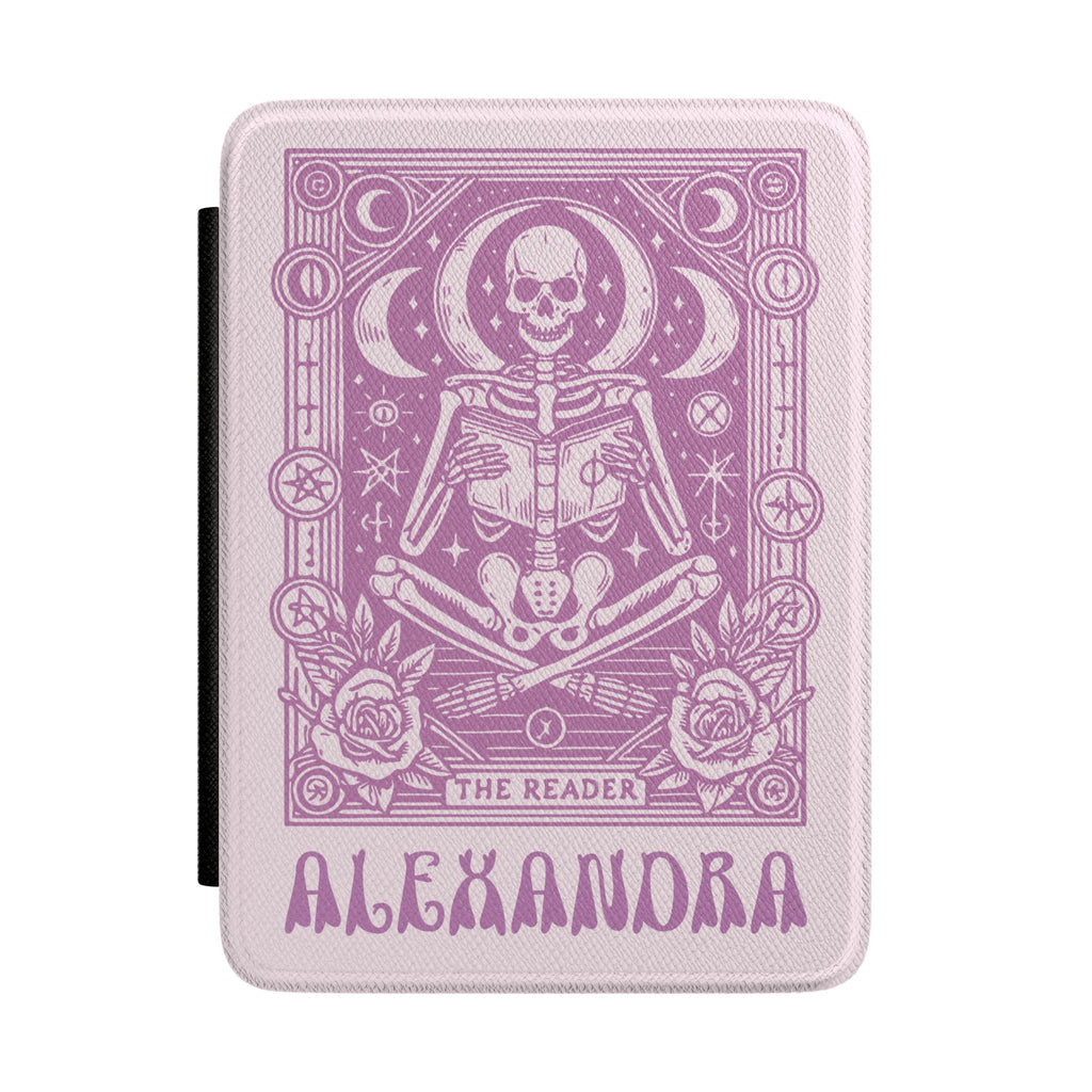 Purple Tarot Kindle Case — Personalized Gothic Skeleton Reader Design