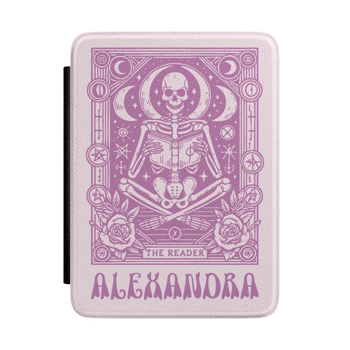 Purple Tarot Kindle Case — Personalized Gothic Skeleton Reader Design