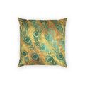 Peacock Feather Throw Pillow- Luxe Velvet Gold and Green Decorative Pillow