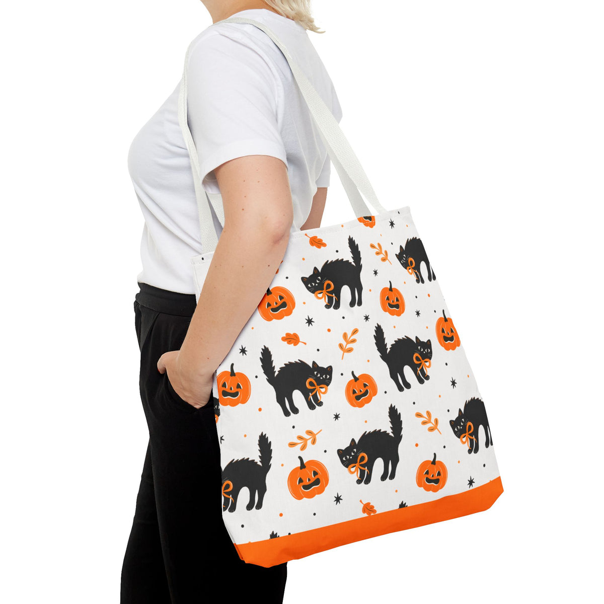 Cute Black Cats and Jack-O’-Lantern Halloween Tote Bag
