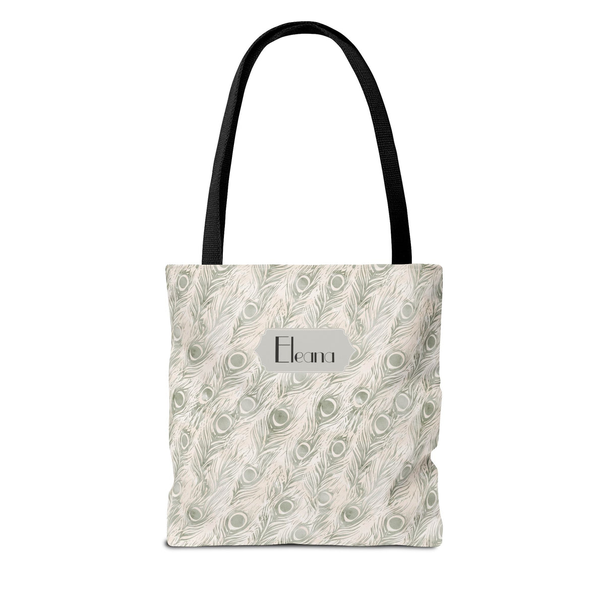 Personalizable Tote - Elegant Grey Peacock Feather Pattern Bag