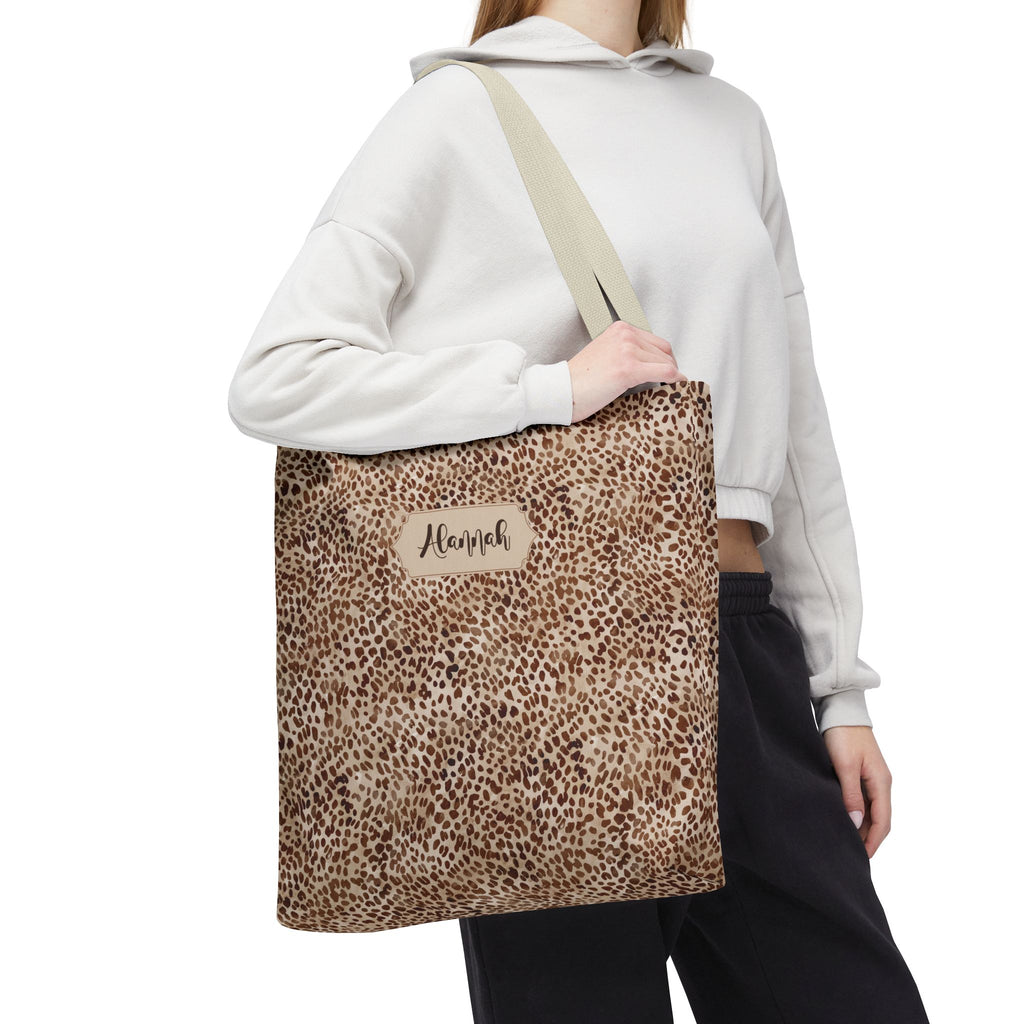 Personalizable Animal Print Tote - Beige Leopard Carryall