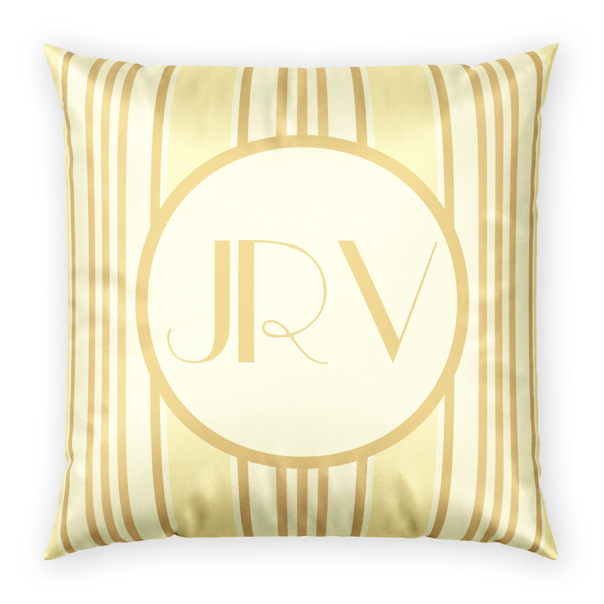 Personalizable Velvet Pillow - Butter Yellow Striped Monogram Pillow