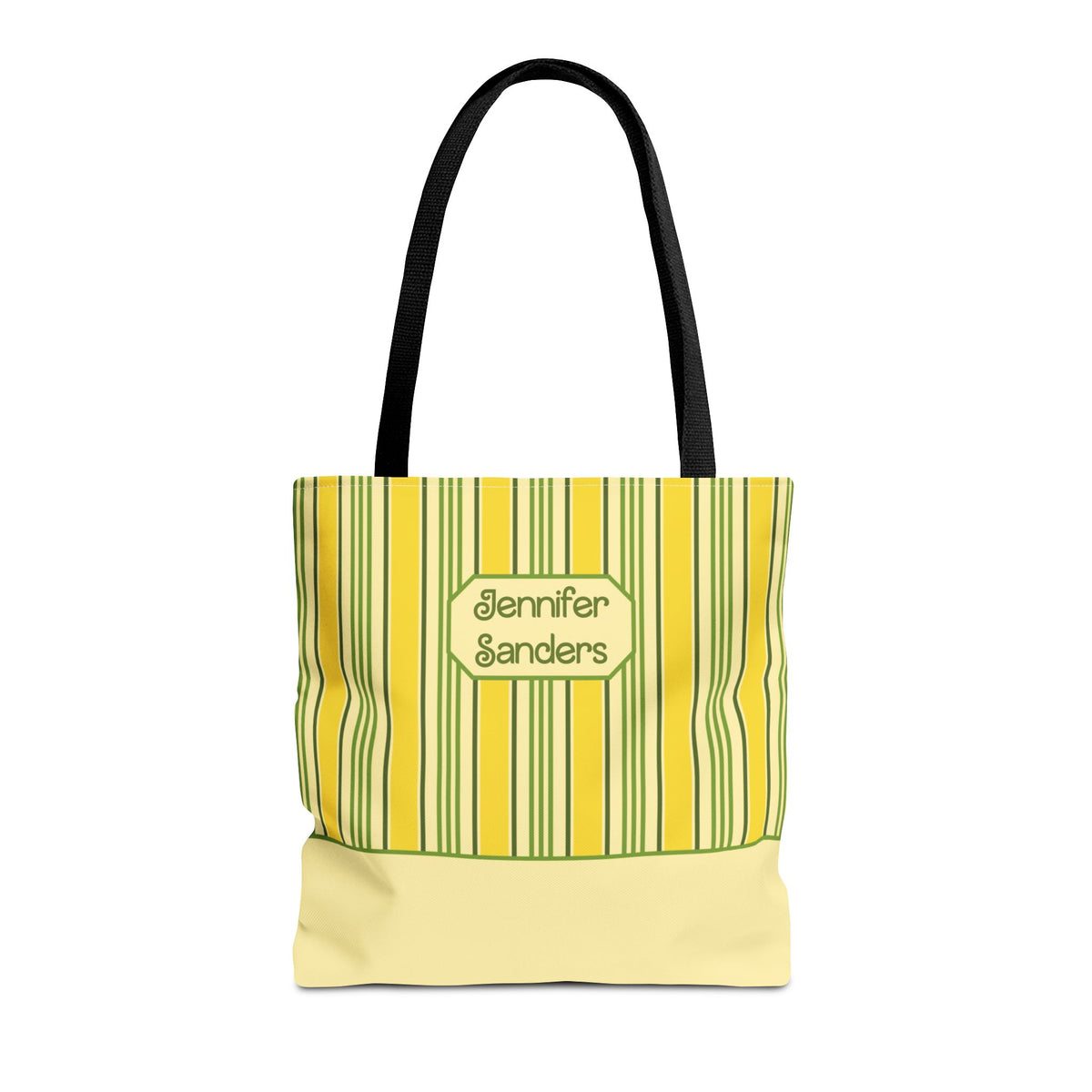 Personalizable Yellow and Green Striped Tote – Bright Summer Market Bag