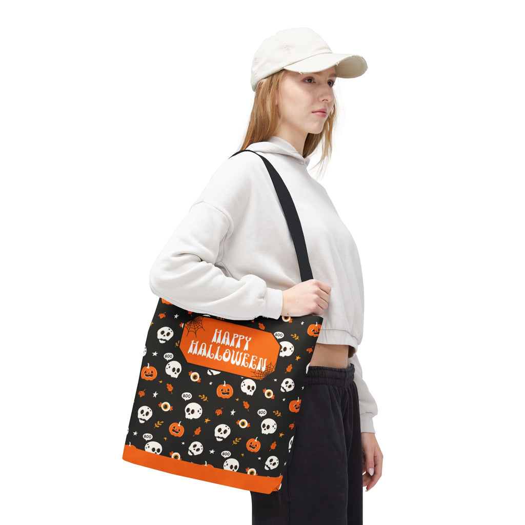 Halloween Pumpkin and Skulls Personalizable Trick-or-Treat Candy Bag