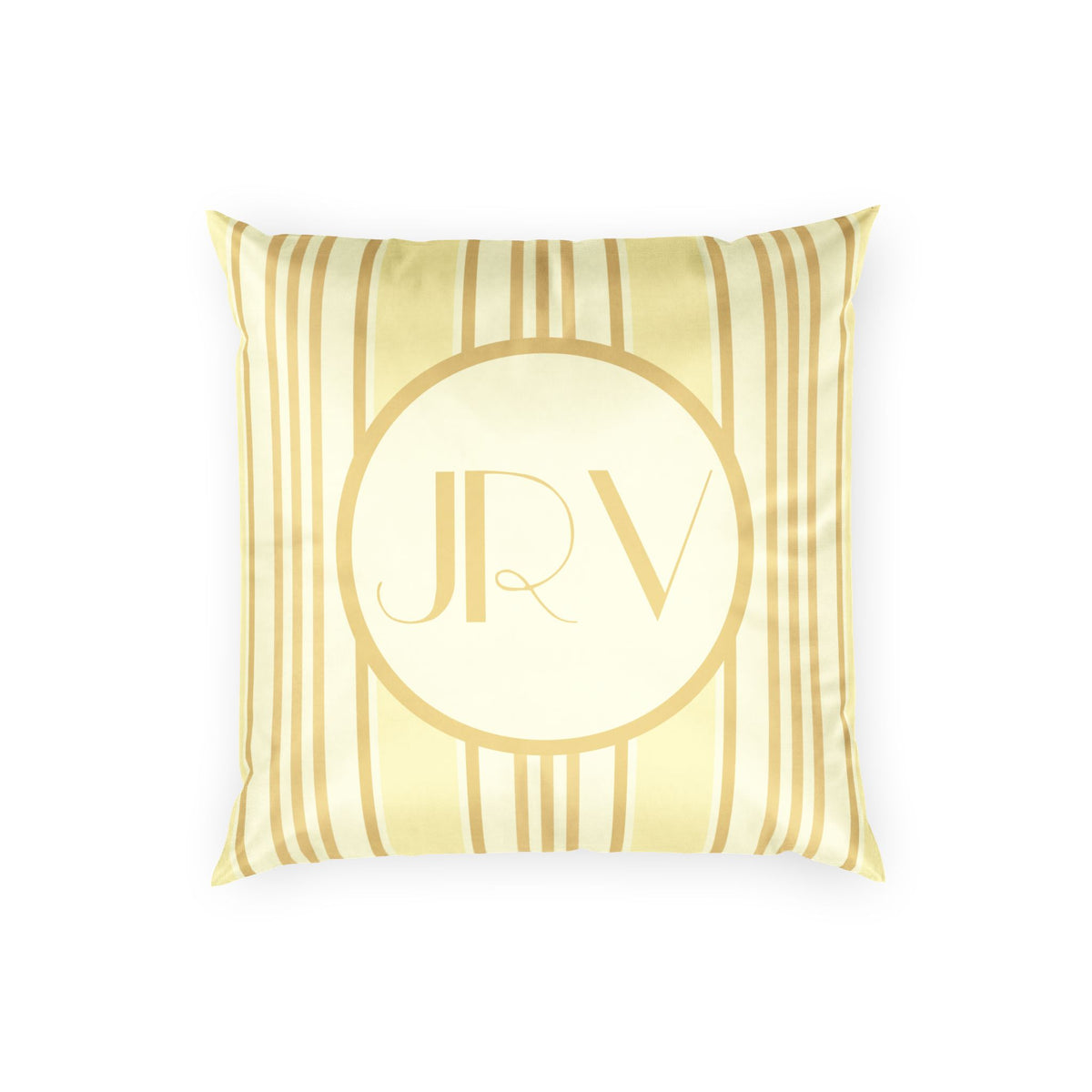 Personalizable Velvet Pillow - Butter Yellow Striped Monogram Pillow