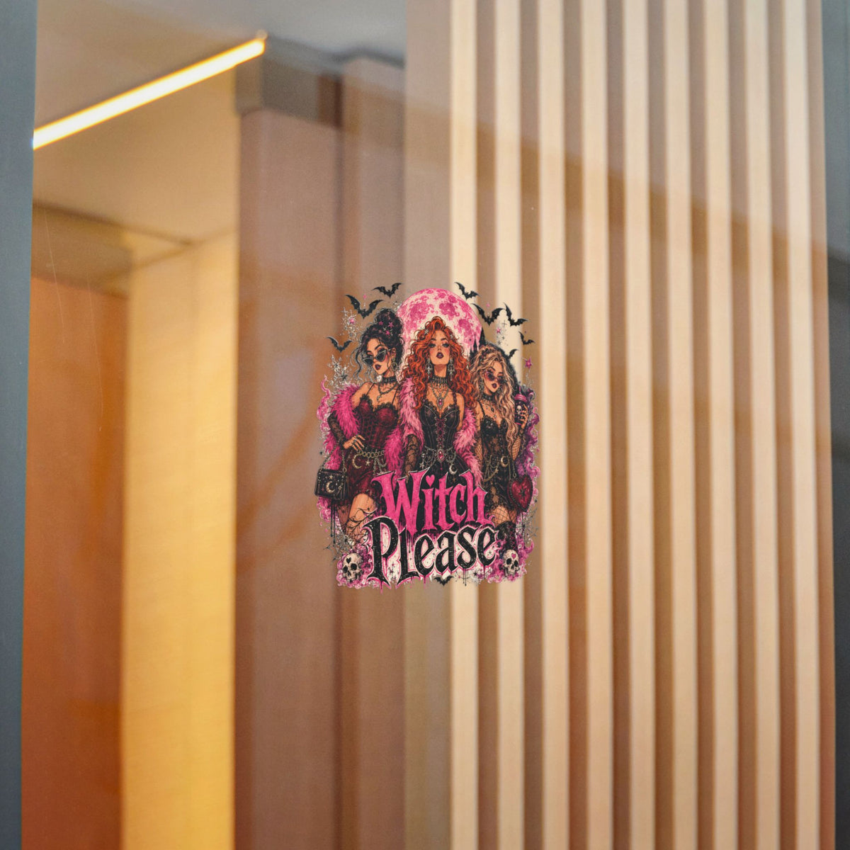 Witch Please Die-Cut Sticker - Pink Gothic Glam Witch Trio Sticker