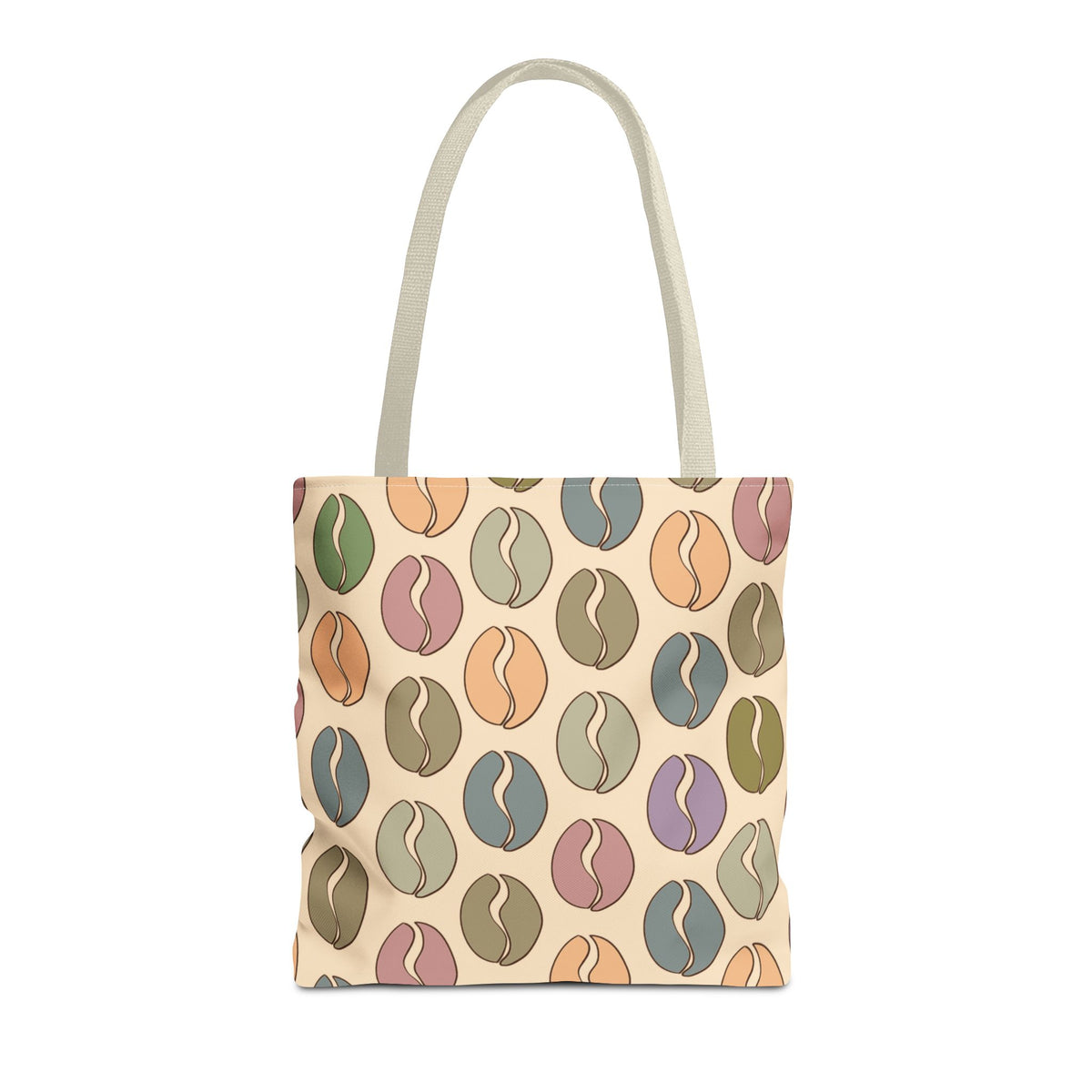 Colorful Coffee Tote Bag - Coffee Lover's Bean Bag in Cream
