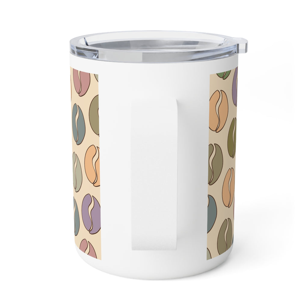Colorful Coffee Bean Vibes Insulated Mug in Cream