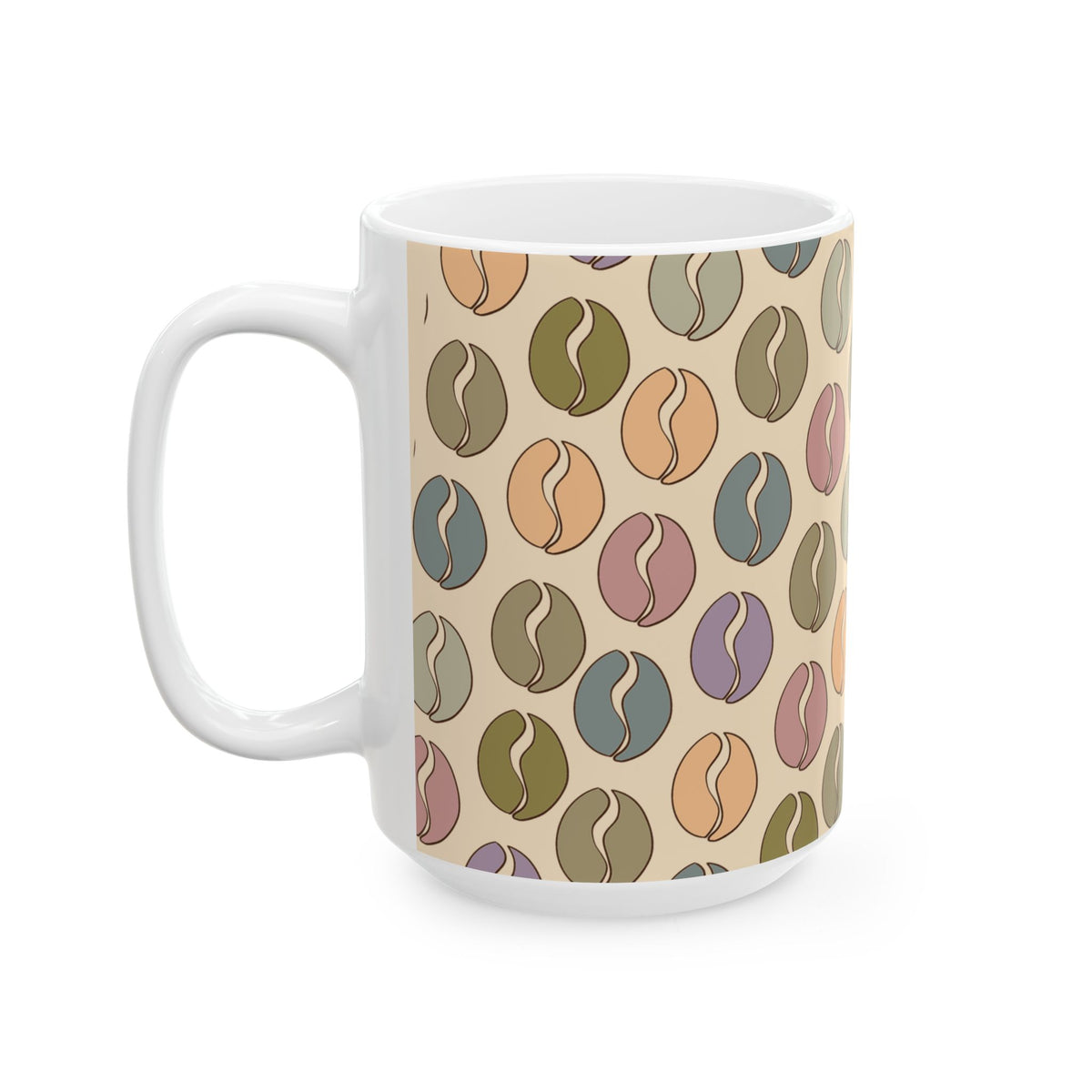 Colorful Vibes Coffee Bean Mug in Cream