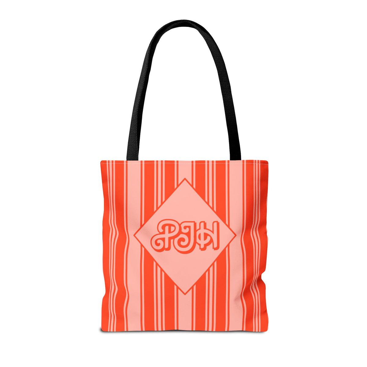 Personalizable Striped Vermillion Tote Bag – Vibrant Vertical Stripe Beach and Market Tote