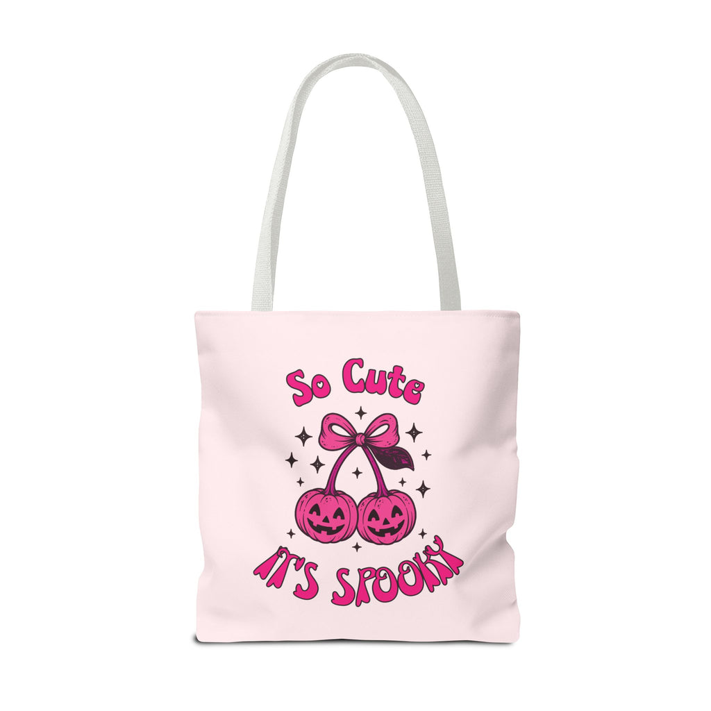 Personalized Halloween Tote - Pink Pumpkin Cherries "So Cute It's Spooky" Trick or Treat Bag