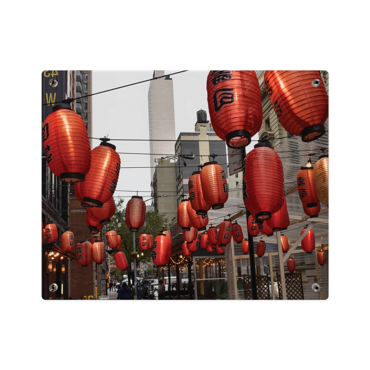 Urban Streetscape Wall Art - Red Lanterns Photo Acrylic Panel