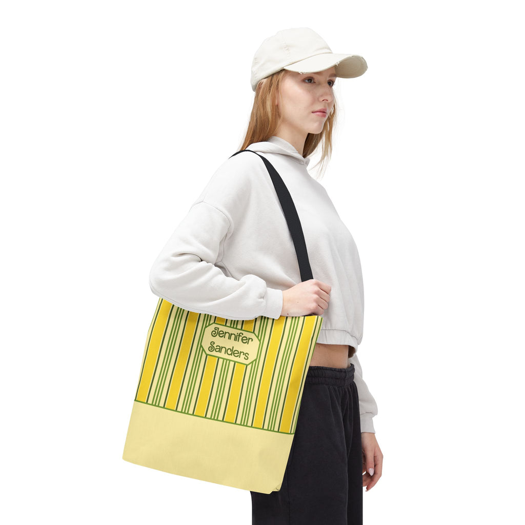 Personalizable Yellow and Green Striped Tote – Bright Summer Market Bag