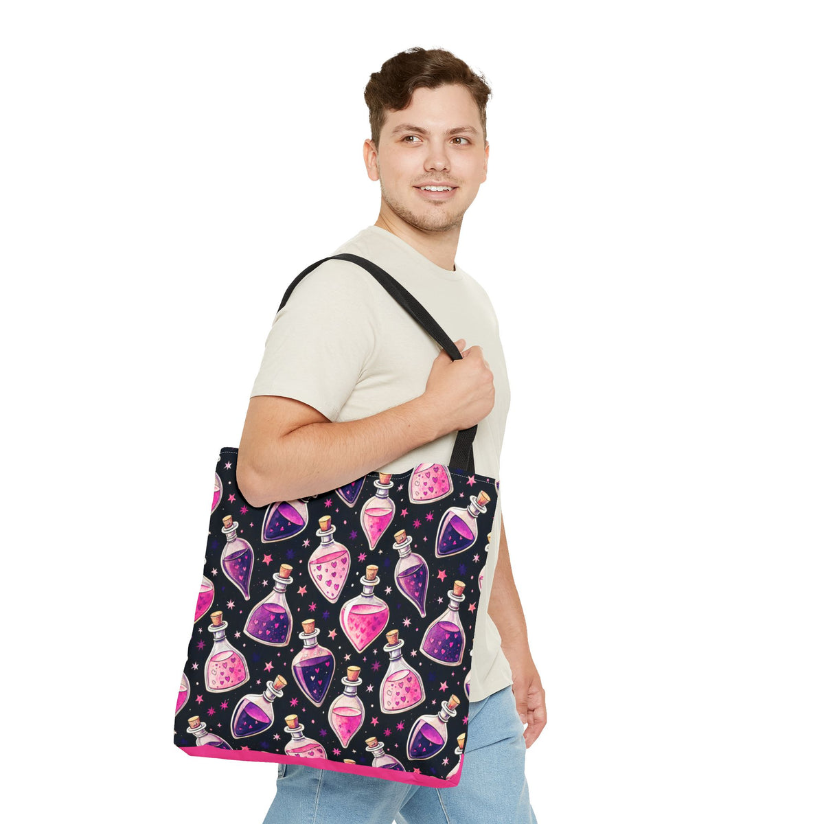 Cute Spooky Potion Bottle Bag - Pink and Purple Magic Halloween Tote