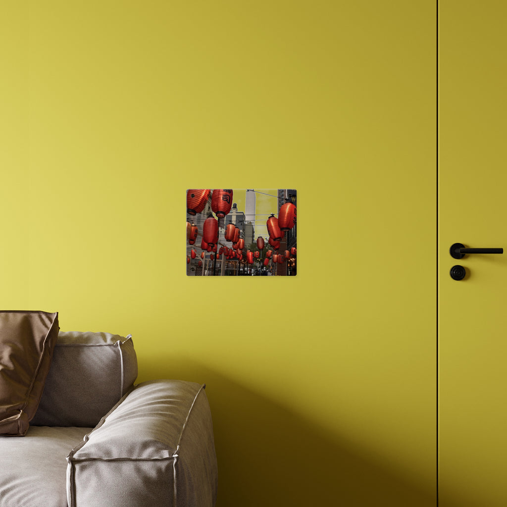 Urban Streetscape Wall Art - Red Lanterns Photo Acrylic Panel