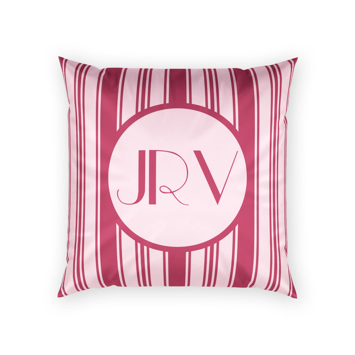 Personalizable Velvet Pillow - Magenta Striped Monogram Pillow