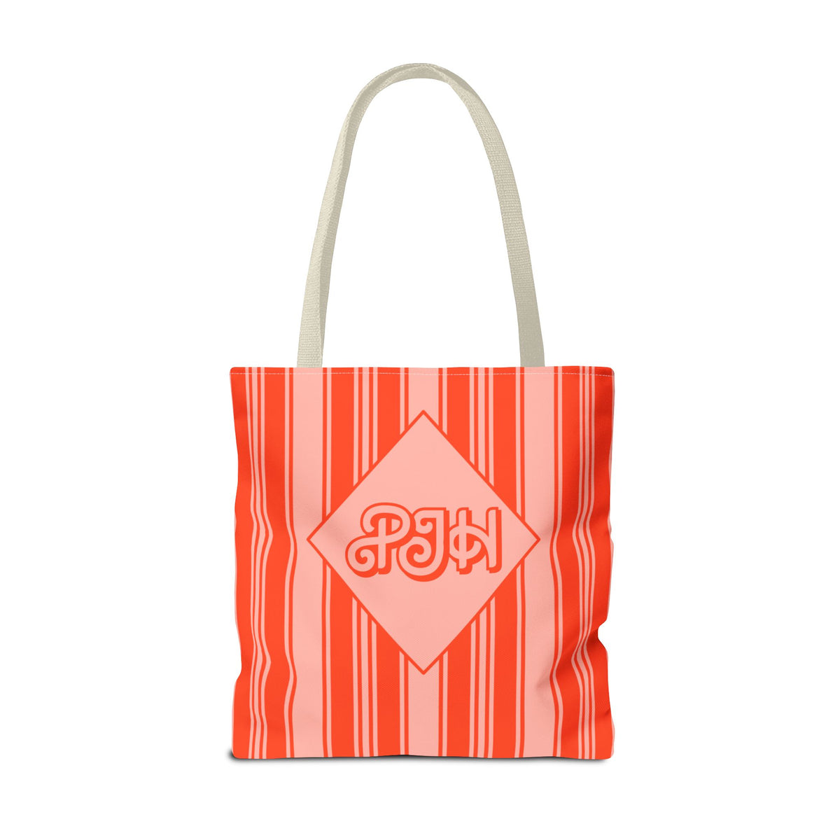 Personalizable Striped Vermillion Tote Bag – Vibrant Vertical Stripe Beach and Market Tote