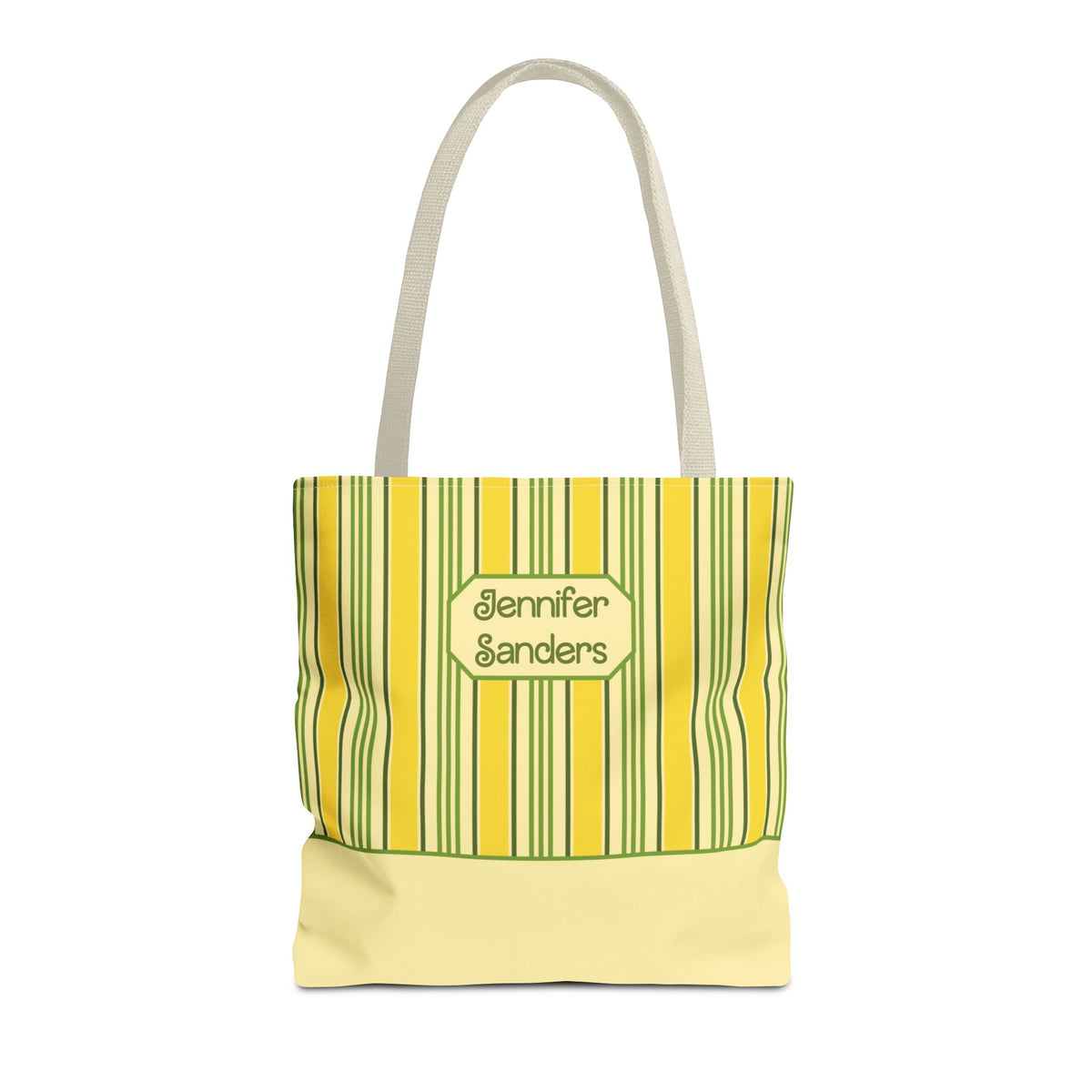Personalizable Yellow and Green Striped Tote – Bright Summer Market Bag