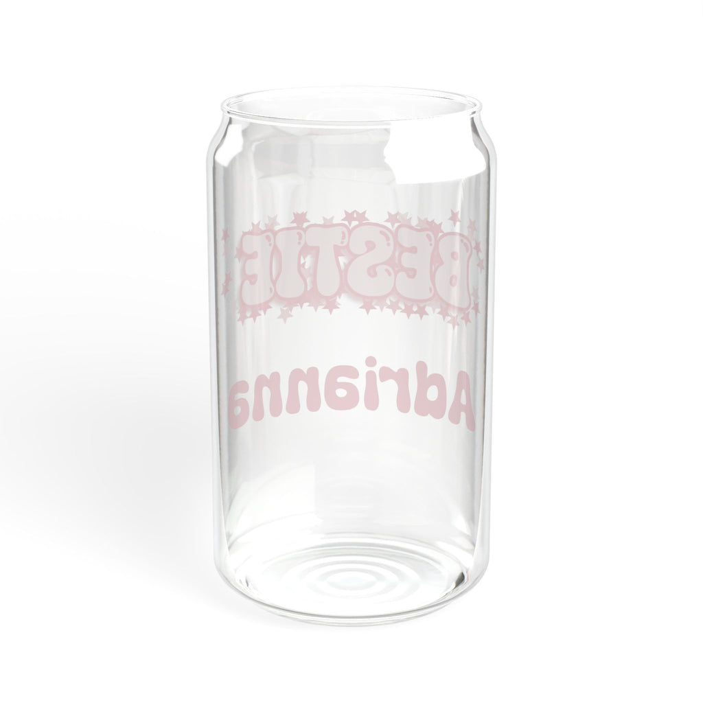 Personalizable Glass Cup - Strawberry Milk Pink Starry Bestie Glass