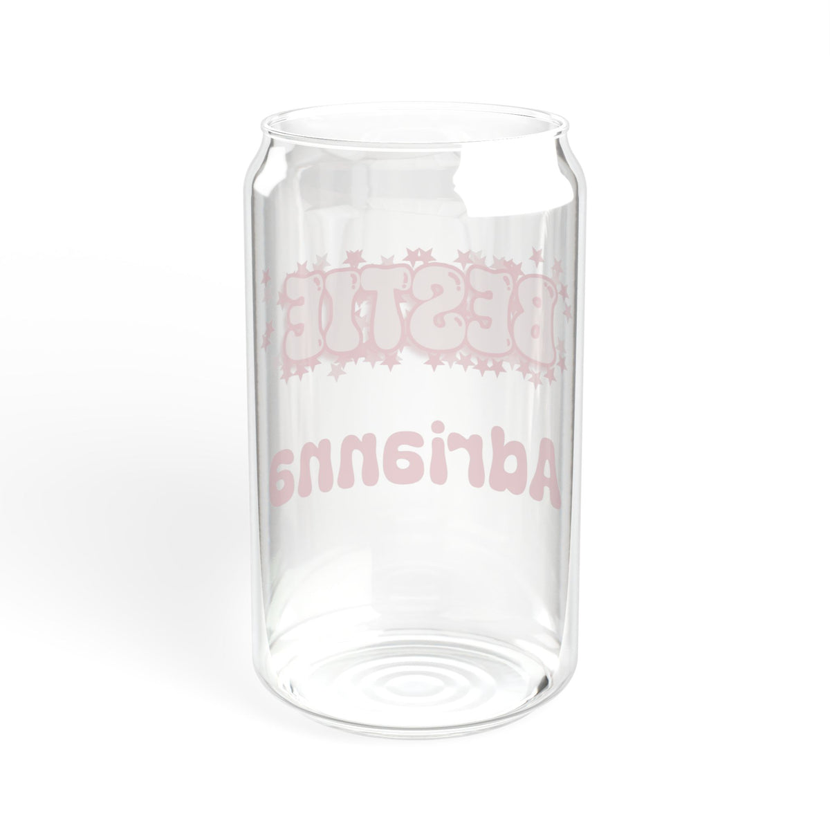 Personalizable Glass Cup - Strawberry Milk Pink Starry Bestie Glass