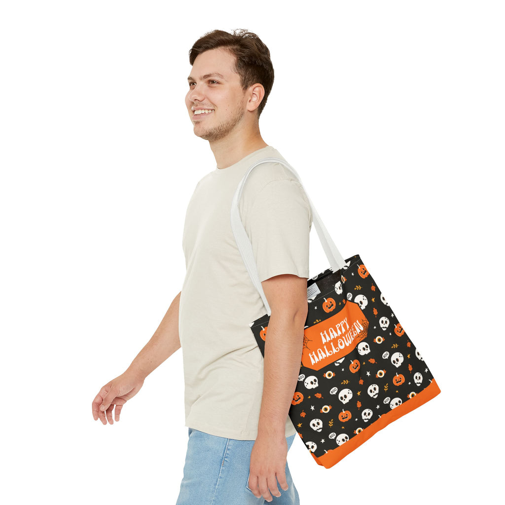 Halloween Pumpkin and Skulls Personalizable Trick-or-Treat Candy Bag