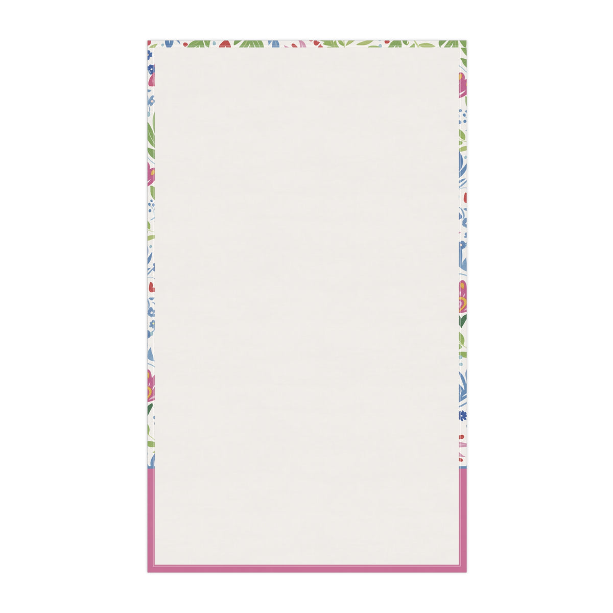 Personalizable Folk Art Tea Towel - Bright Floral Pattern Kitchen Towel