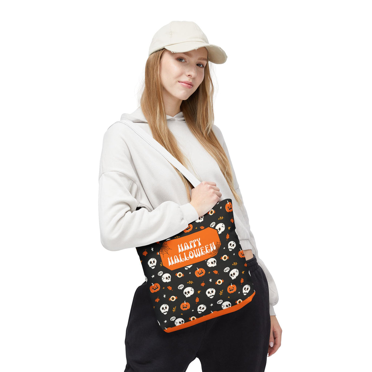 Halloween Pumpkin and Skulls Personalizable Trick-or-Treat Candy Bag