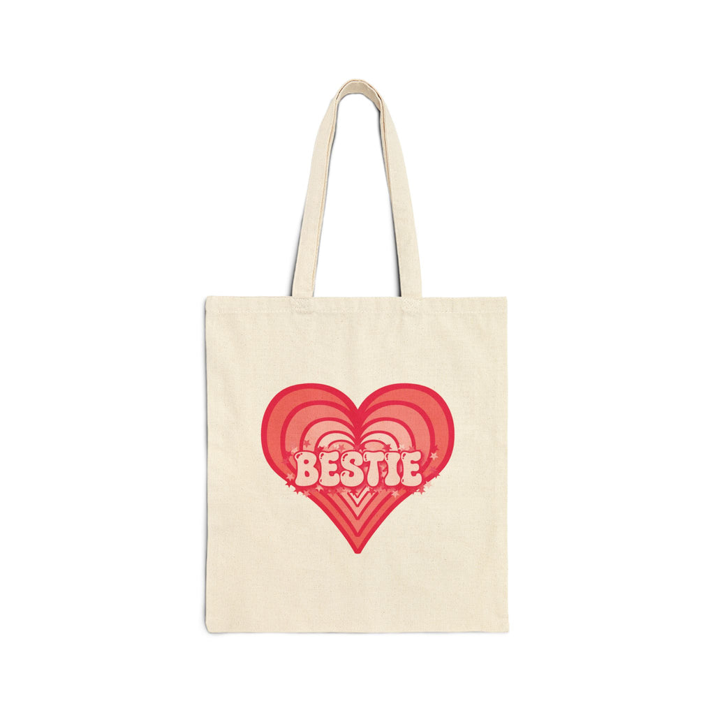 Best Friend Tote Bag - Personalizable Strawberry Milk Pink Bestie Canvas Tote