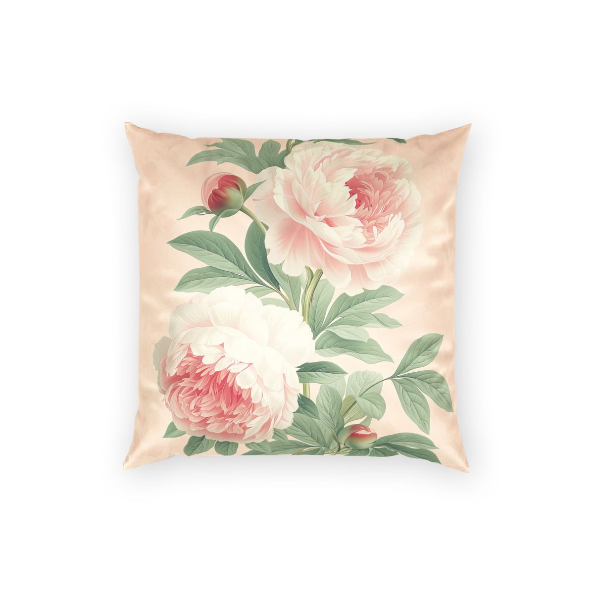 Floral Velvet Throw Pillow - Pink Peonies Vintage Decorative Pillow