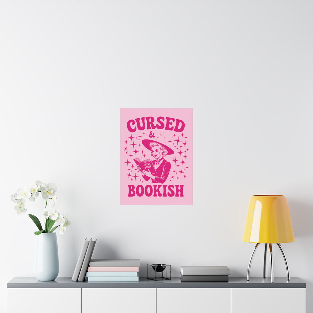 Halloween Cursed and Bookish Poster — Pink Witch Book Lover's Print