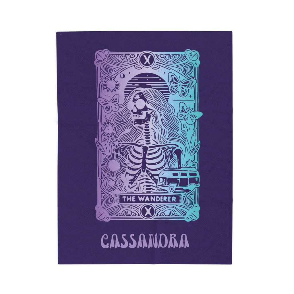 'The Wanderer' Tarot Skeleton Personalized Velveteen Blanket