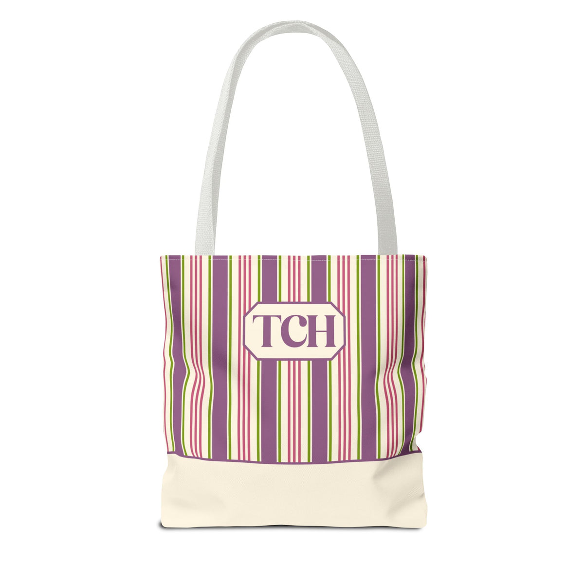 Colorful Striped Tote Bag – Personalizable Purple Pink and Green Tote