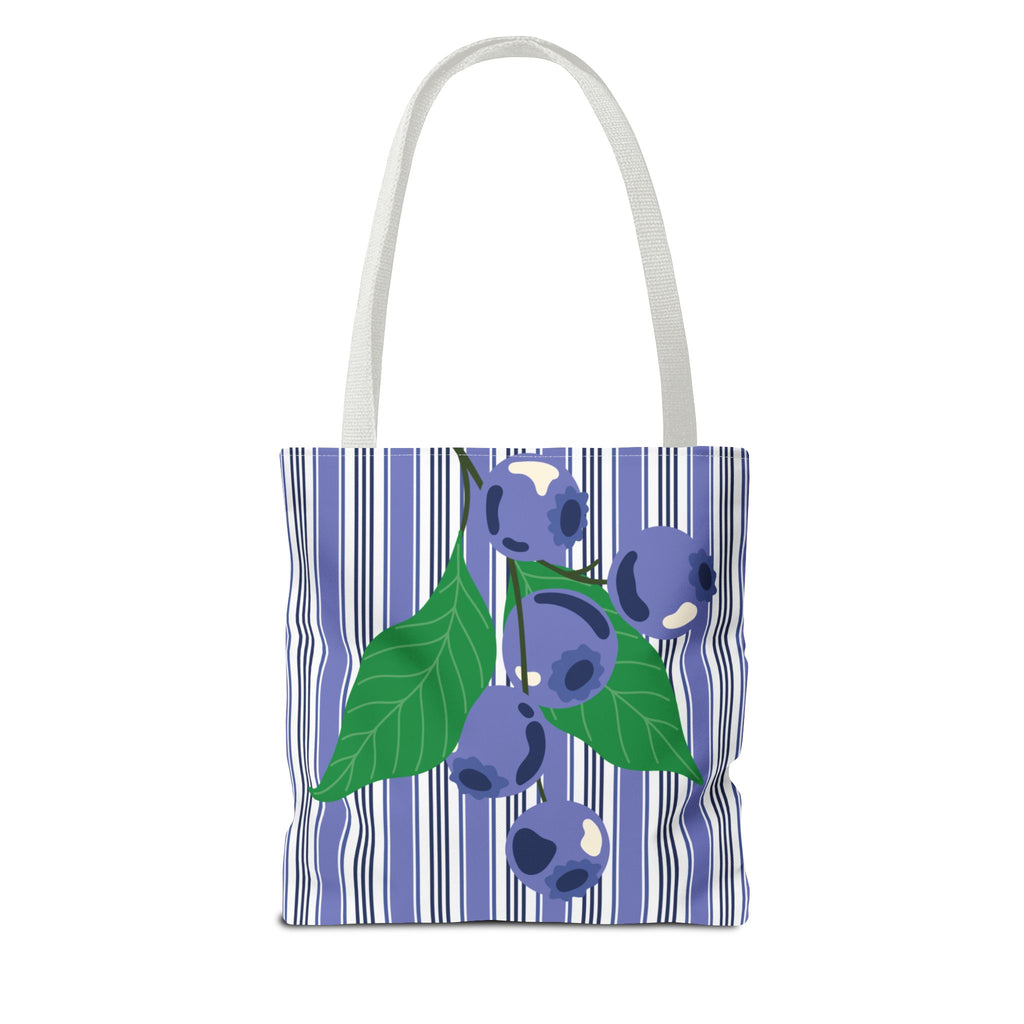 Blueberry Stripe Tote Bag - Summer Fruit Market Tote