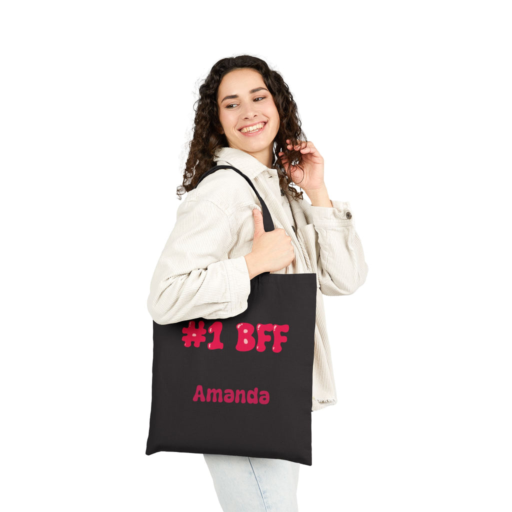 Best Friend Tote Bag - Personalizable Strawberry Milk Pink Bestie Canvas Tote