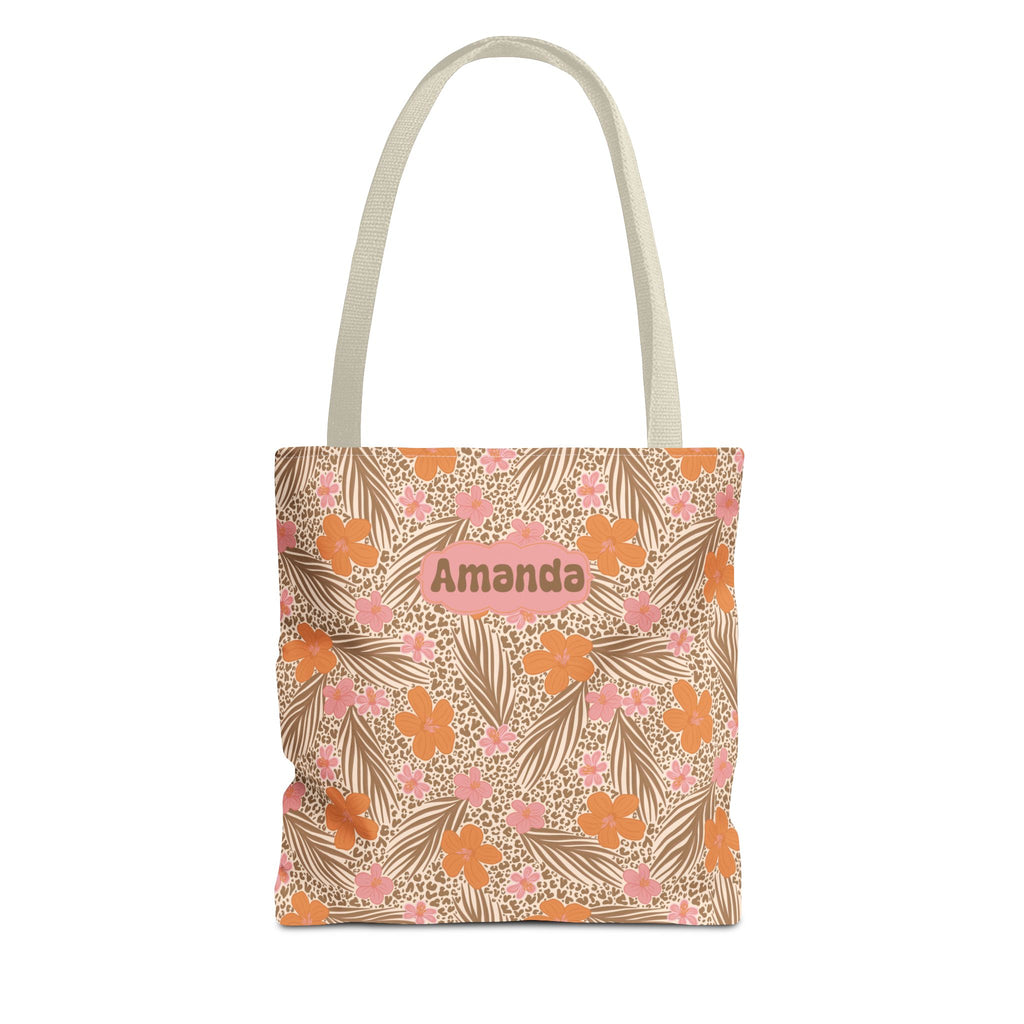 Personalizable Tropical Tote - Pink and Orange Floral Bag